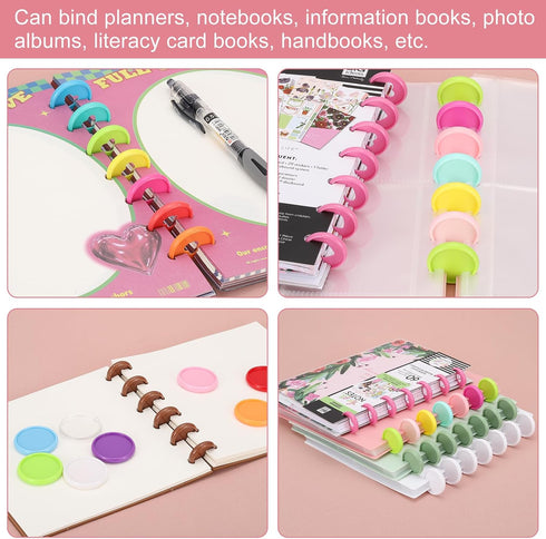 PATIKIL 35mm 1-1/2" Orange Plastic Round Book Binding Discs, 22 Pcs Discbound Expansion Discs Plating Round Binder Rings for DIY Notebook Planner...