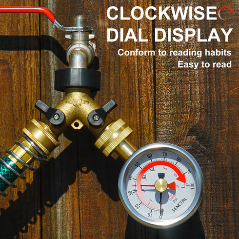 0-100 psi Water Pressure Gauge Test with Lazy Hand, Lead-Free, 2-1/2" Dial Size, 3/4" Female Garden Hose Thread, IP67 Waterproof, Stainless Steel ...