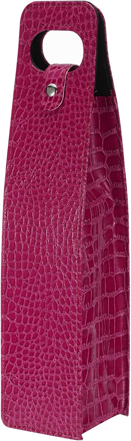 PATIKIL Wine Gift Bag, Wine Bag Reusable Leather Wine Tote Carrier for Wine Bottles Portable Champagne Gift Bags for Picnic Party Wedding, Red-1...