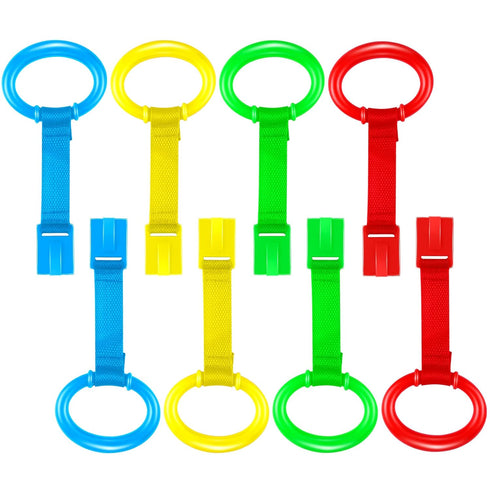 Sumind 8 Pieces Baby Pull up Rings for Playpen Baby Crib Pull Ring Baby Walking Exercises Assistant Bed Stand up Hanging Tool for Infant Toddler P...