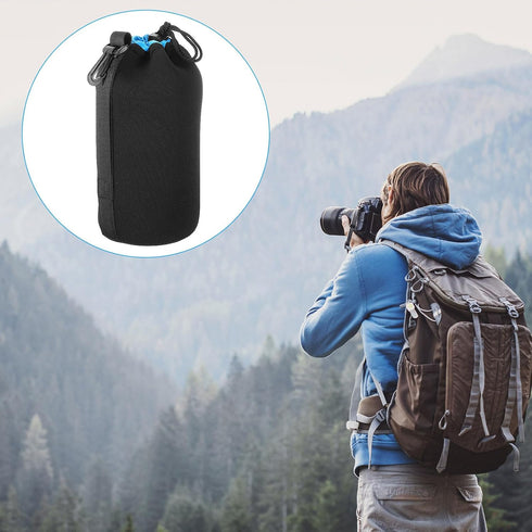 PATIKIL Camera Lens Bag, 2 Pcs 3.9" IDx9.8 H Drawstring Lens Pouch with Thick Protective Neoprene, Lens Case for DSLR Camera Lens, Water Coffee Cu...
