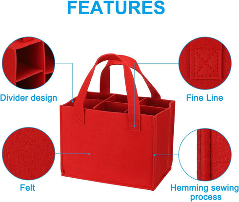 PATIKIL 6 Bottle Wine Carrier Tote Bag, 2 Pack Wine Bottle Carrying Bag with Divider Reusable Wine Storage Bag Felt Grocery Bags Portable Gift Bag...