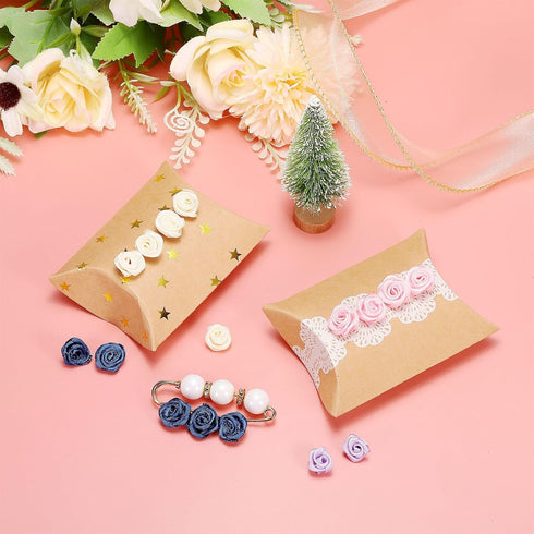 PATIKIL 0.6" Mini Satin Ribbon Roses, 50 Pcs Tiny Fabric Flowers Embellishments Rosettes Applique for DIY Crafts and Wedding, White...