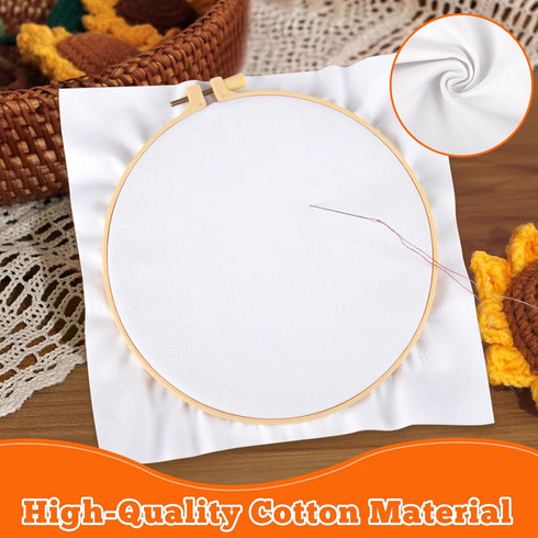 16 PCS Embroidery Fabric, Pre-Cut White Natural Cotton Embroidery Cloth Fabric, 4 Different Sizes 5.9 to 11.8inch, Embroidery Cloth Squares for Em...