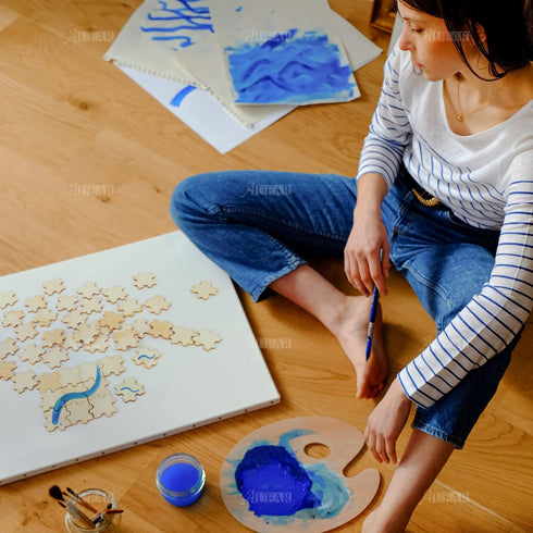 AUEAR, Unfinished Wooden Blank Jigsaw Freeform Wood Piece for DIY Crafts Arts Card Making (50 Pack)...