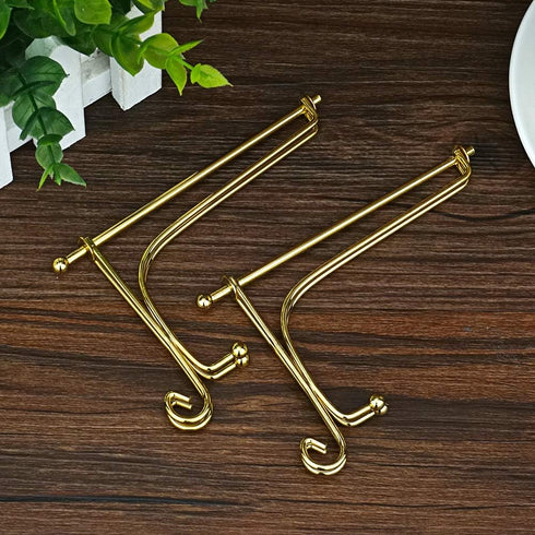 Artliving (2 Pack 5 Inch Iron Display Stand, Gold Iron Easel Plate Display Photo Holder Stand, Displays Picture Frames, Cookbooks, Decorative Plat...