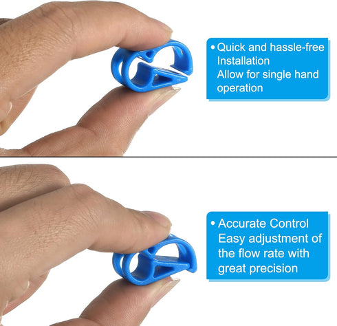 PATIKIL Plastic Tube Tubing Clamps, 2Pcs 3/16" - 5/16" Tube OD Adjustable Precise Flow Control Hose Clamp Clip for Laboratory Pinch Valve, Blue...