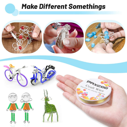 Paxcoo 3 Pack Jewelry Wire Craft Wire 18 Gauge Tarnish Resistant Jewelry Beading Wire for Jewelry Making Supplies and Crafting (Silver, Gold and C...