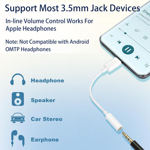 USB-C to 3.5 mm Headphone Jack Adapter, 3 Pack USB C to Aux Audio Dongle Cable Cord Compatible with iPhone 15 Series, iPad Pro, Samsung Galaxy S23...
