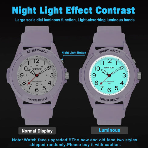 Waterproof Nurse Watch for Medical Professionals, Students, Women Men, Military Time Easy to Read Dial, 24 Hour with Second Hand, Night Light, Sof...