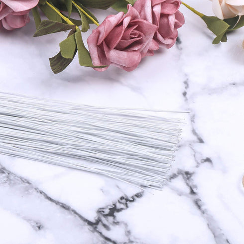 CCINEE 26 Gauge White Floral Wire Stem for Flower Arrangement Craft Supply,16 Inch,200PCS...