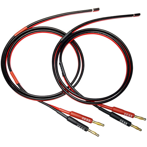 CESS-225-3f Banana Plug Adapter Connector to Bare Wire Open End Audio Cable DIY for Speakers & Amplifier, 2-Channel, 14 Gauge (3 Feet)...