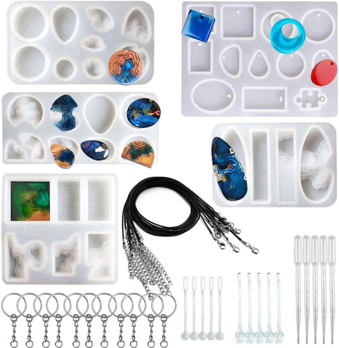 Woohome 40 PCS Island Silicone Mould Jewelry Resin Molds, 5 PCS Resin Casting Molds Jewelry Making Kit for Pendants, Necklace, Earrings, Jewelry C...