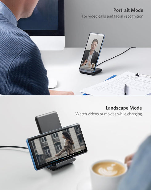 Anker 313 Wireless Charger (Stand), Qi-Certified for iPhone 15/15 Pro/15 Pro Max/14/14 Pro Max, 10W Fast-Charging Galaxy S20, S10 (No AC Adapter)....