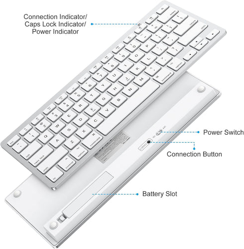OMOTON Bluetooth Keyboard for Mac, Compact Wireless Keyboard Compatible with MacBook Pro/Air, iMac, iMac Pro, Mac Mini, Mac Pro Laptop and PC (Sil...