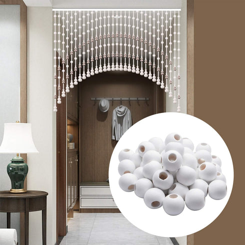 Wooden Spacer Beads - Jumbo 10mm & 25mm Round Balls, White - 50 Pieces for Handmade Decorations & Jewellery...