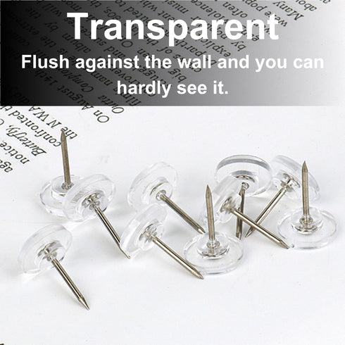 150 PCS Clear Push Pins Tacks Count in Reusable Box for Bulletin Boards and Wall Displays Heavy Duty Plastic Head...