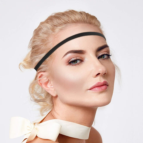 24 Pieces Thin Sports Elastic Headbands Black Skinny Athletic Exercise Hair Bands No Crease Soft Hair Bands Headbands Sweatband for Men Women Runn...