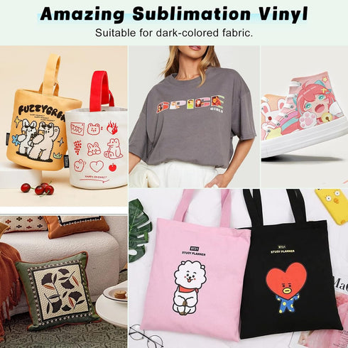 HTVRONT Sublimation HTV for Dark Fabric/Light Fabric - 10 Pack Matte Sublimation Vinyl - Sublimation Blanks for Sublimation Shirts/Pillow/Bag/Hat...
