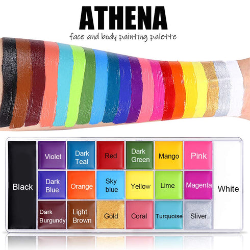 UCANBE Face Body Paint Set-Athena Painting Palette,10 Professional Artist Brush,Large Deep Pan Ideal for Halloween Cosplay Party SFX Arty Stage Ma...