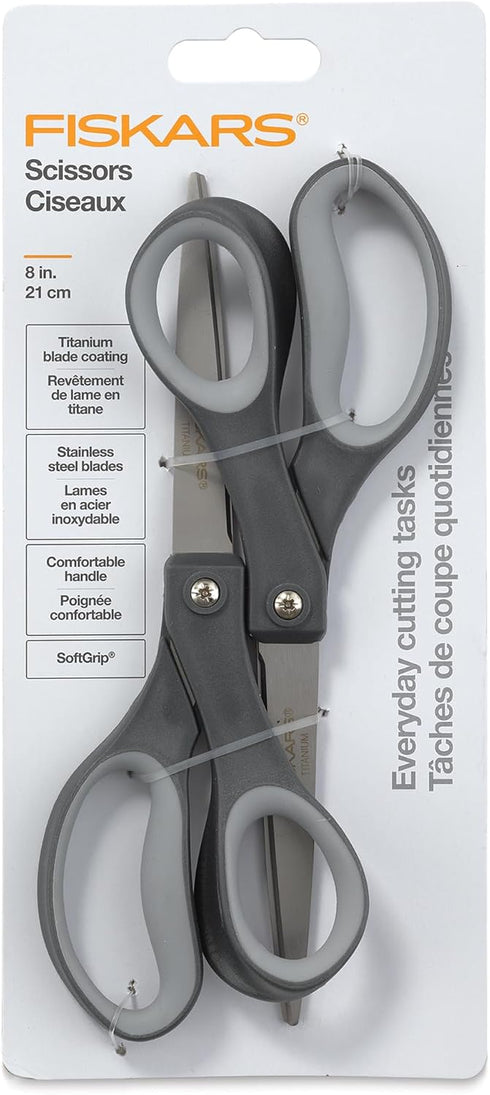 Fiskars Everyday Softgrip Titanium Scissors (8") - 2pk...