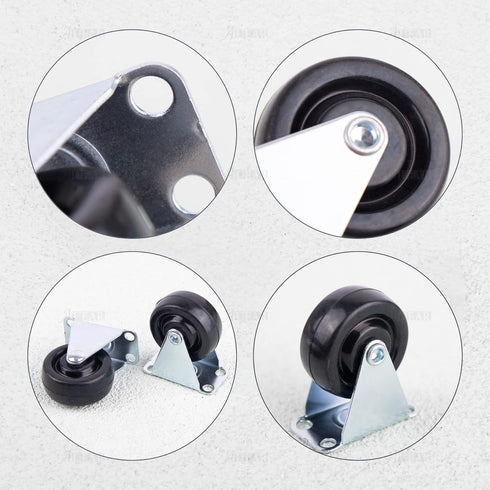 AUEAR, 4 Pack 1.5 Inch Rubber Caster Wheels Heavy Duty Fixed Black Casters with Rigid Non-Swivel Top Plate for Furniture...