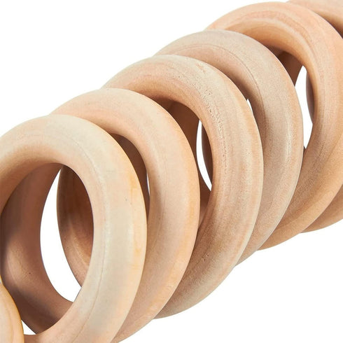 20 Pack Unfinished Natural Wood Rings for Crafts, Macrame Supplies, Jewelry Making, and Unfinished Wood Crafts (2.1 in Wooden Rings)...