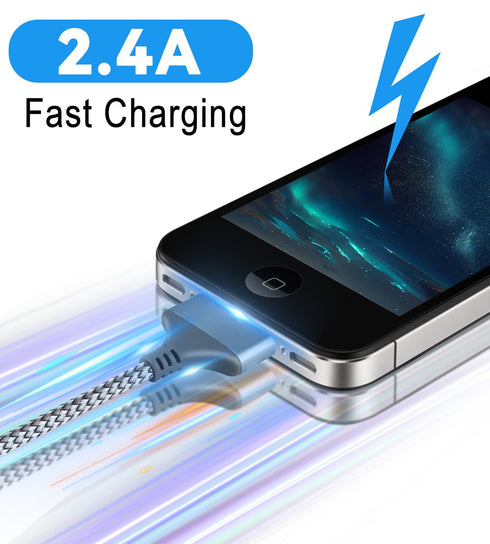 Herfair USB to 30 Pin Charger Cable Nylon Braided USB Charging Cord Compatible with i-Phone 4/4s/3G/3GS, iPad 1 2 3, iPod Touch 4 3 2 1, iPod Clas...