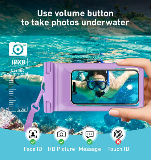 Universal Waterproof Phone Case, with Inside Card Holder, Large Dry Bag Compatible for iPhone 15 14 13 12 Pro Max XS Plus Samsung Galaxy S22, IPX8...