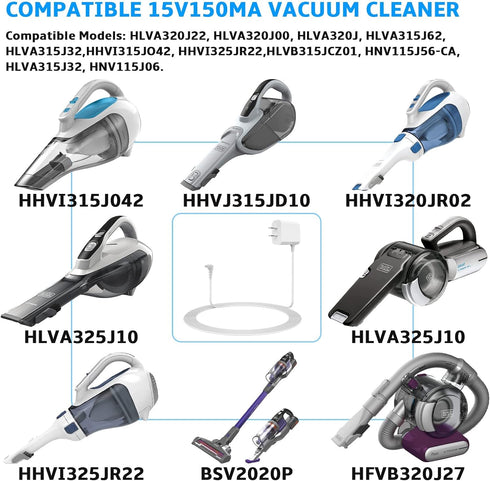90627870 15 Volt Hand Vacuum Charger for Black and Decker Handheld Vacuum Cleaner Charger HNV115J13 HFVB315J22 HHVI320JR02 HHVI315JO42 90629039 Sp...