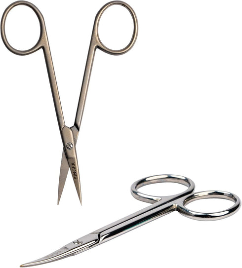 SINGER Set of 2 Scissors - 4 Inch Forged Embroidery Scissors with Curved Tip for Sewing, Cross-Stiching, Crafts, & More (Titanium Coated & Extra C...
