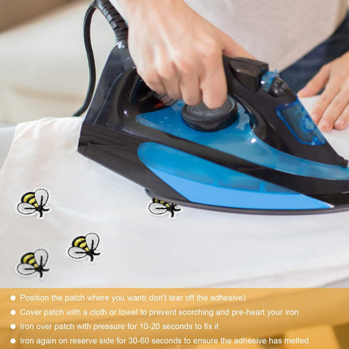 WILLBOND 60 Pieces Bee Embroidered Patches Bee Iron on Patch Cute Applique Patches for Clothing Bags, Jackets, Jeans, Hats, Clothes DIY Decoration...