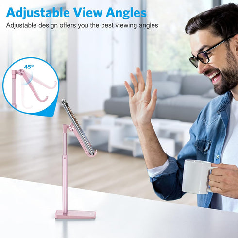 OMOTON Cell Phone Stand, Adjustable Angle Height Desk Phone Dock Holder for iPhone SE 2/11 / 11 Pro/XS Max/XR, Samsung Galaxy S20 / S10 / S9 / S8 ...