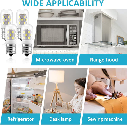E17 LED Bulb Microwave Oven Light 8206232A Super Power Saving Multiple Purpose Appliance Bulb-3W(Equal to 40W Incandescent) 380LM 6000K Daylight W...