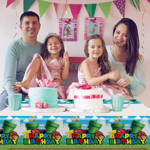 2pc Super Bros Rectangle Tablecloths Video Games Party Plastic Table Covers 70.8 x 42.5 Inch Children Boys Birthday Party Decoration Supplies...