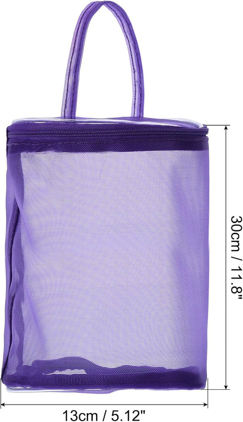 PATIKIL Yarn Storage Bag, Portable Crochet Knitting Bag Case Skein Ball Holder Mesh Basket Organizer Tote for Sewing Craft Projects, Purple...