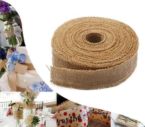 DECORA Natural Wide Burlap Ribbon on Spool for Wedding Decoration DIY Crafting,1.5inch/10 Yard...