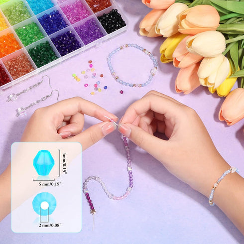 Paxcoo 5600Pcs Crystal Beads for Jewelry Making, Tiny Crystal Acrylic Beads Faceted Jewelry Beads Bicone Gem Beads jewel for Jewelry Making (4 MM)...