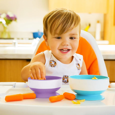 Munchkin Stay Put Suction Bowls for Baby and Toddler, 3 Pack, Blue/Green/Purple...