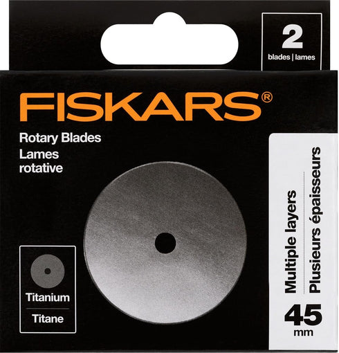 Fiskars 45mm Titanium Rotary Blades (2 Pack) - Rotary Cutter Blade Replacement - Crafts, Sewing, and Quilting Projects - Grey...