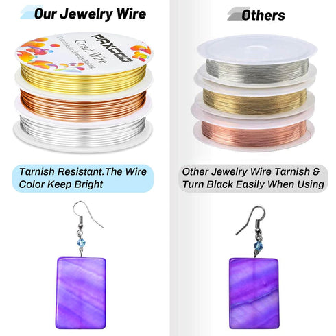 Paxcoo 3 Pack Jewelry Wire Craft Wire 18 Gauge Tarnish Resistant Jewelry Beading Wire for Jewelry Making Supplies and Crafting (Silver, Gold and C...