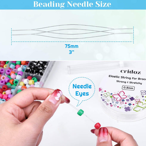 Stretchy String for Bracelets, Cridoz 5 Rolls Clear Elastic String Stretch Cord Jewelry Bead Bracelet String with 2 Pcs Beading Needles for Seed B...
