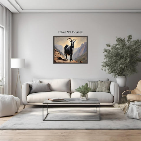 Posterizer 1 pcs- A black goat on a mountain oil painting style-Art for Animal Lovers-Landscape & Nature Art- Gift for Men Women Teens-Living Roo...