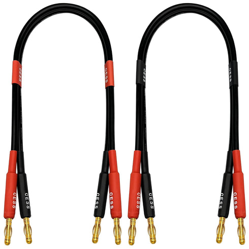 CESS-037-1f Banana Plug Male to Male Speaker Cable 12 Gauge 680 Strand Count Silicone Soft Wire, 2 Cables (1 Foot)...