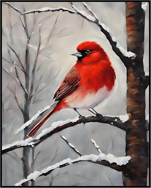 Posterizer 1 pcs-cute little bird in snowy winter scene -12-Art for Animal Lovers-Landscape & Nature Art-Decor for Home & Office- unframed wall ar...