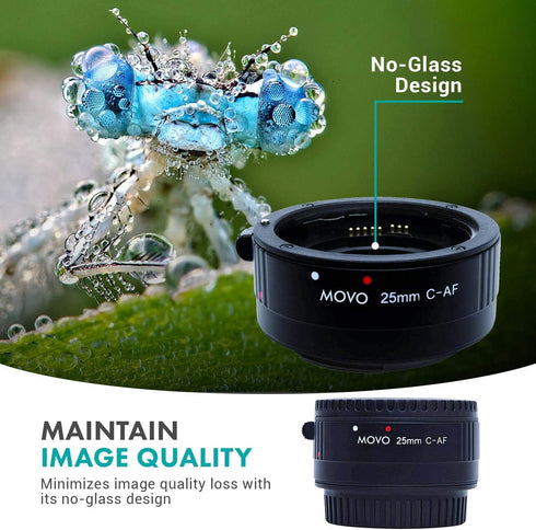 Movo/Kooka AF 25mm Macro Extension Tube for Canon EOS DSLR Cameras (with Automatic Focusing and Metering Passthrough)...