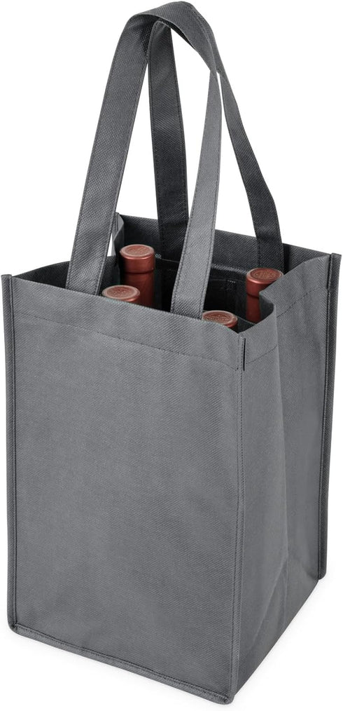True Wine Tote Bag, 4 Bottle Wine Carrier, Wine Carrier Tote Bag with Dividers, Reusable Wine Bags, Wine Bottle Carrier Tote, Gray, Set of 1...