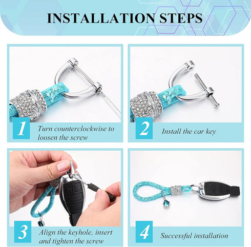 Crystal Bling Car Keychain for Women Glitter Rhinestone Keychain Ring Strap Keychain Accessories Car Key Decorations...