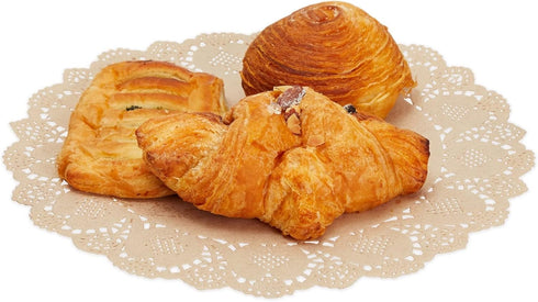 Juvale Round Paper Placemats & Doilies (12-Inch) - Brown Paper Chargers for Dinner Plates and Tea Party Decorations with Lace Scalloped Edges...