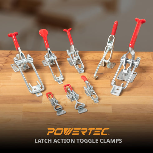 POWERTEC 4PK Toggle Clamp, 220 lbs Holding Capacity, 4001 Adjustable Pull Action Latch for Smoker, Tool Box, Woodworking Jigs and Fixtures, Cabine...